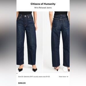 Citizens of Humanity Dark Blue Straight Leg Jeans